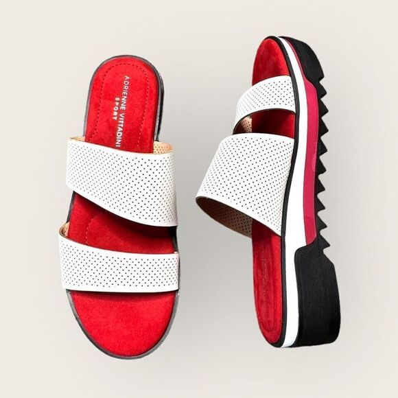 Adrienne Vittadini Sandals Women’s Size 9.5 Sport Prindle Platform Red & White - Picture 10 of 10
